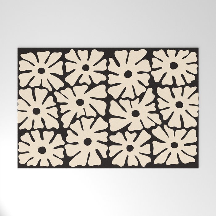 Mid-Century Flowers in Black & White Welcome Mat Gallery Image 1