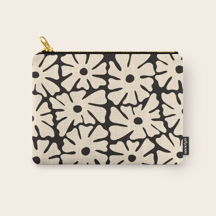 Mid-Century Flowers in Black & White Carry All Pouch Gallery Image 1