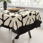 Mid-Century Flowers in Black & White Tablecloth Gallery Image 3