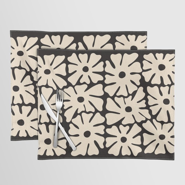 Mid-Century Flowers in Black & White Placemat Gallery Image 1
