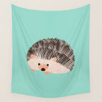 Hedgehog Turquoise Wall Tapestry Gallery Image 4