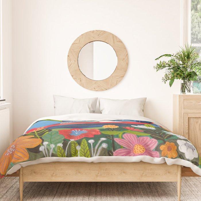 Wedding boat in mountain landscape Duvet Cover Gallery Image 3