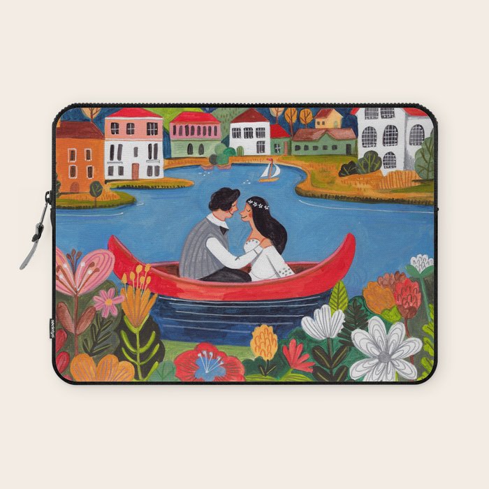 Wedding boat in mountain landscape Laptop Sleeve Gallery Image 1