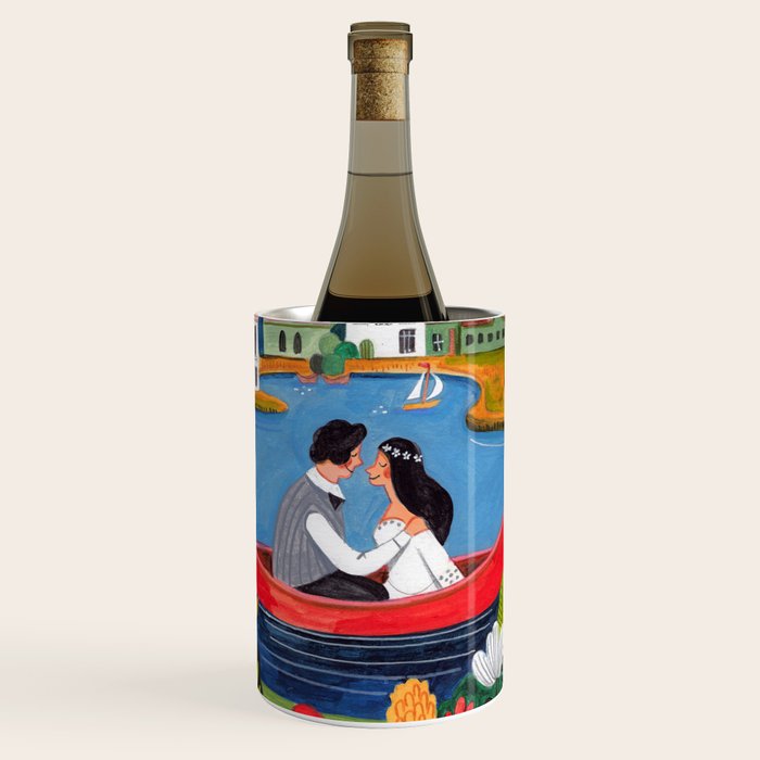 Wedding boat in mountain landscape Wine Chiller Gallery Image 1