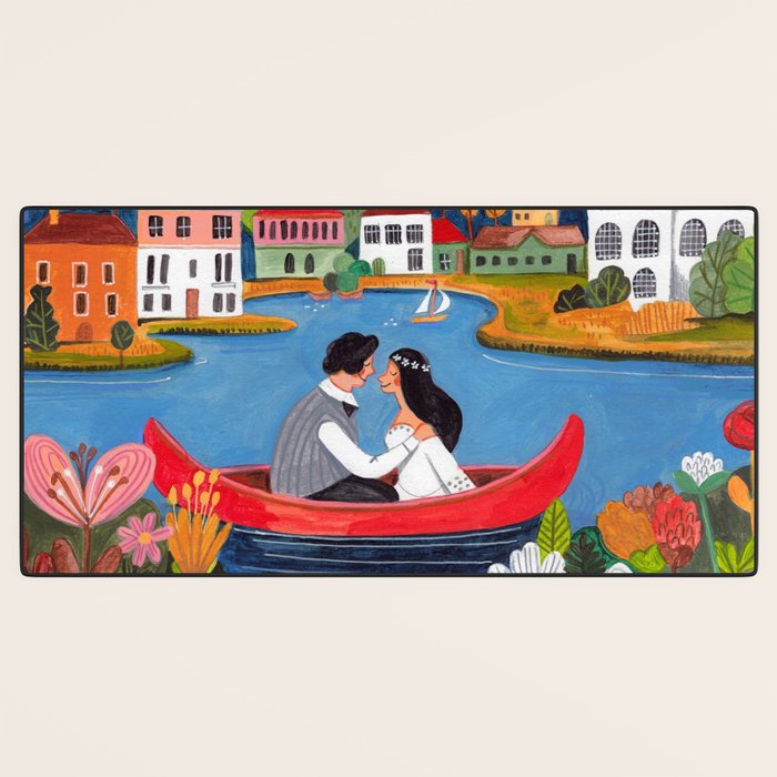 Wedding boat in mountain landscape Desk Mat Gallery Image 3