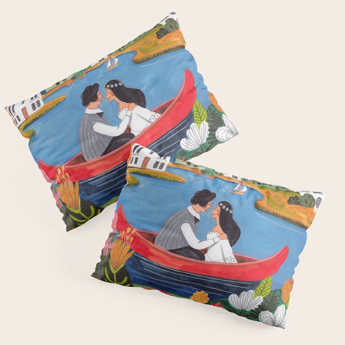 Wedding boat in mountain landscape Pillow Sham Gallery Image 3