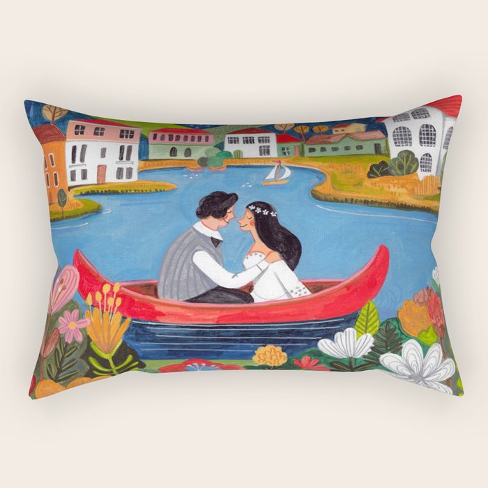 Wedding boat in mountain landscape Rectangular Pillow Gallery Image 2