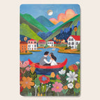 Wedding boat in mountain landscape Cutting Board Gallery Image 1