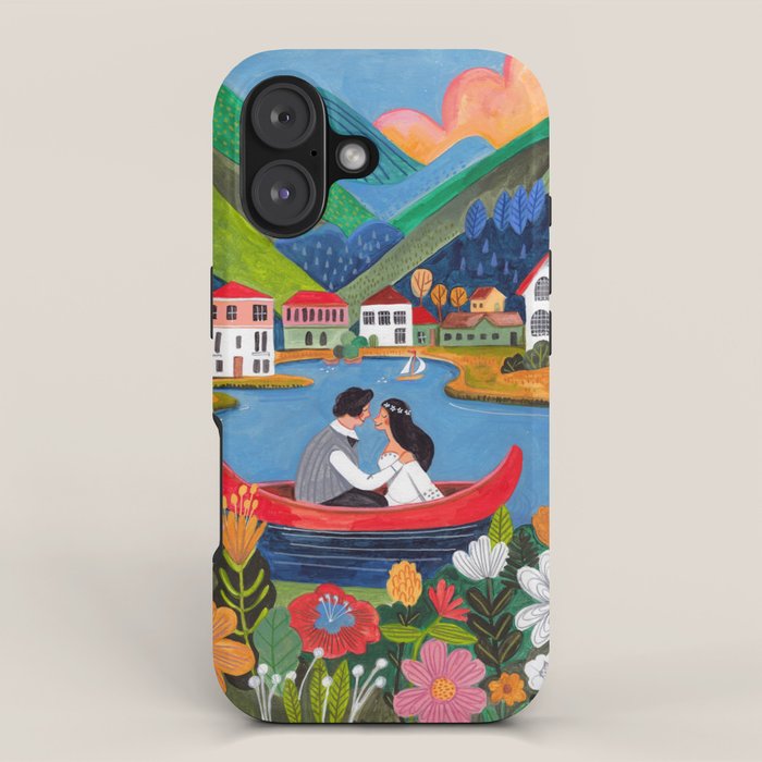 Wedding boat in mountain landscape iPhone Case Gallery Image 1