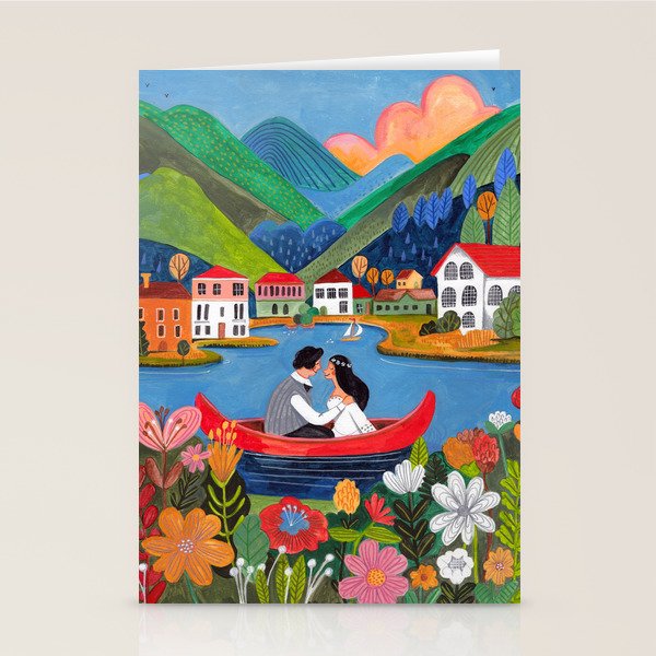 Wedding boat in mountain landscape Stationery Card Gallery Image 2