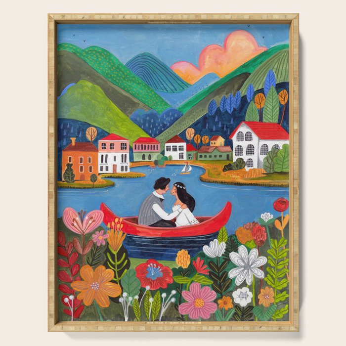 Wedding boat in mountain landscape Serving Tray Gallery Image 1