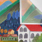 Wedding boat in mountain landscape Wall Tapestry Gallery Image 3
