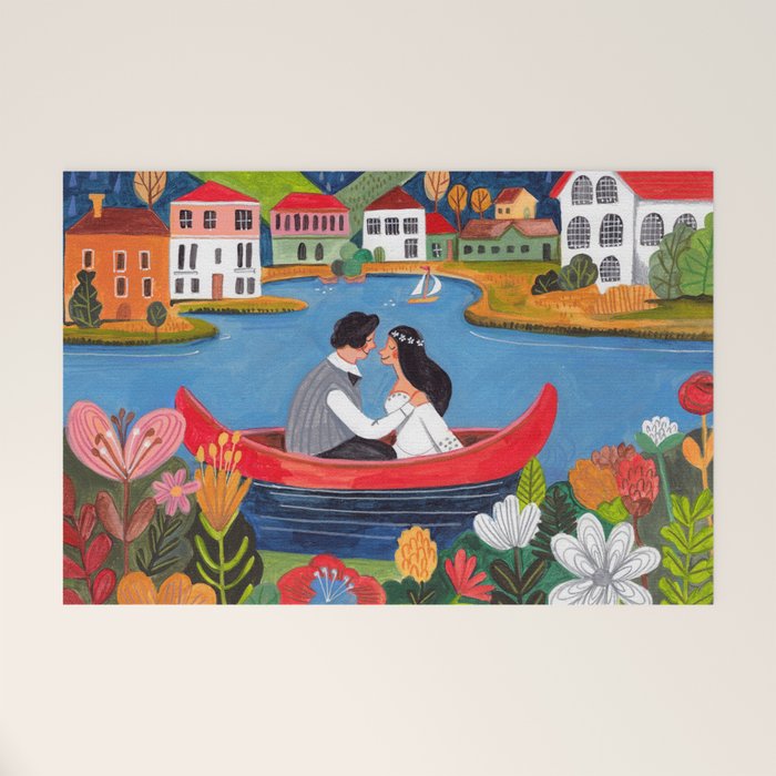Wedding boat in mountain landscape Welcome Mat Gallery Image 1