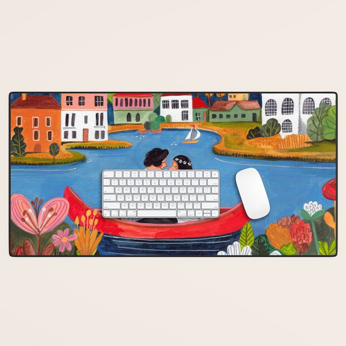 Wedding boat in mountain landscape Desk Mat Gallery Image 1