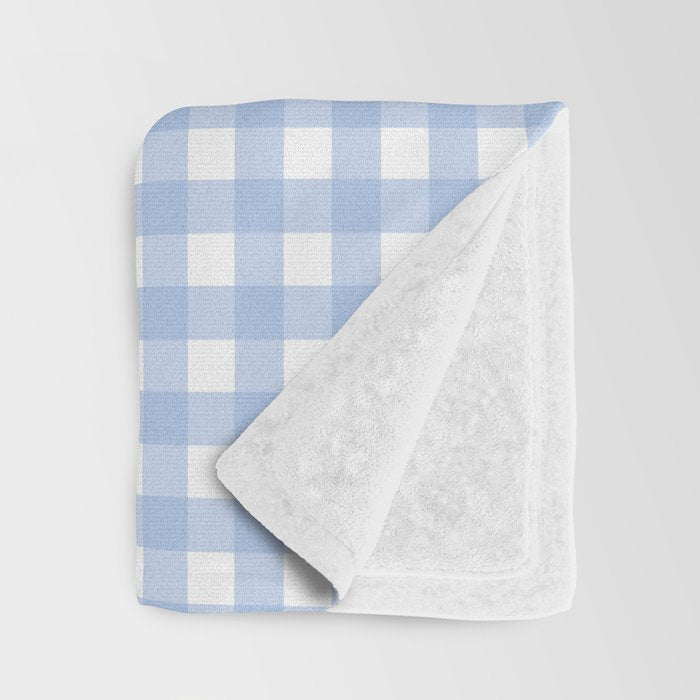 Gingham Check Pattern in Pastel Light Blue and White Throw Blanket Gallery Image 3