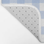 Gingham Check Pattern in Pastel Light Blue and White Bath Mat Gallery Image 2