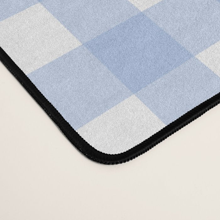 Gingham Check Pattern in Pastel Light Blue and White Desk Mat Gallery Image 4