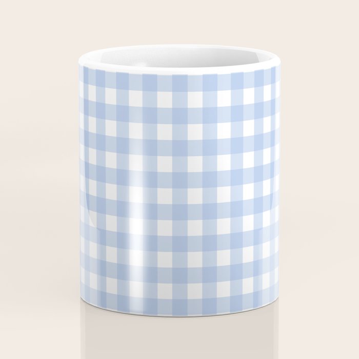Gingham Check Pattern in Pastel Light Blue and White Coffee Mug Gallery Image 4
