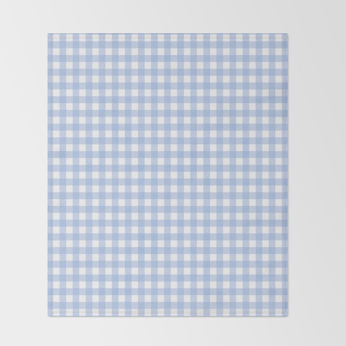 Gingham Check Pattern in Pastel Light Blue and White Throw Blanket Gallery Image 2