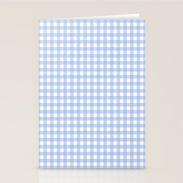 Gingham Check Pattern in Pastel Light Blue and White Stationery Card Gallery Image 1