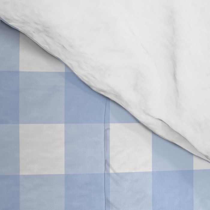 Gingham Check Pattern in Pastel Light Blue and White Comforter Gallery Image 4