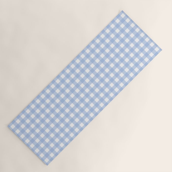 Gingham Check Pattern in Pastel Light Blue and White Yoga Mat