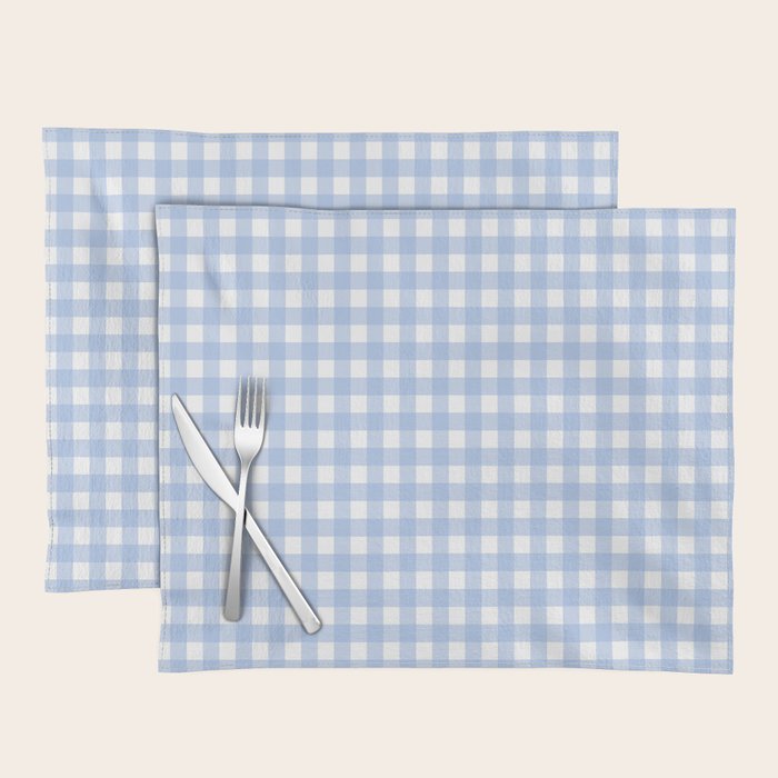 Gingham Check Pattern in Pastel Light Blue and White Placemat Gallery Image 1