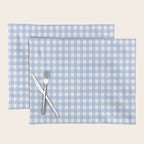 Gingham Check Pattern in Pastel Light Blue and White Placemat Gallery Image 1