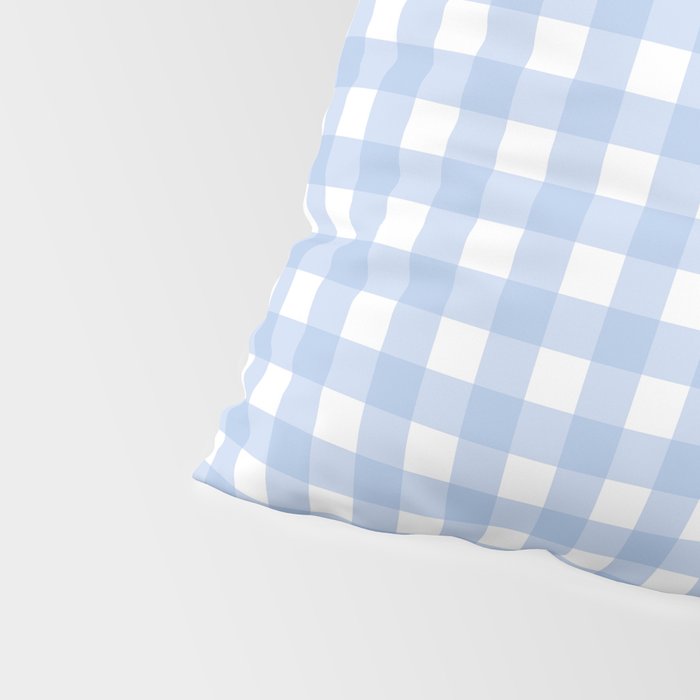 Gingham Check Pattern in Pastel Light Blue and White Pillow Sham Gallery Image 4