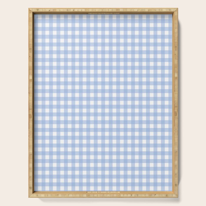 Gingham Check Pattern in Pastel Light Blue and White Serving Tray Gallery Image 1
