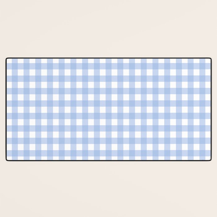 Gingham Check Pattern in Pastel Light Blue and White Desk Mat Gallery Image 3