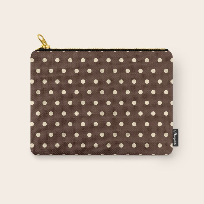 Vintage polka dots baroque brown & cream Carry All Pouch Gallery Image 1