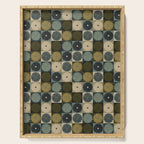 Retro Flowers Check Pattern V Serving Tray Gallery Image 1