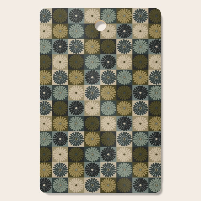 Retro Flowers Check Pattern V Cutting Board Gallery Image 1