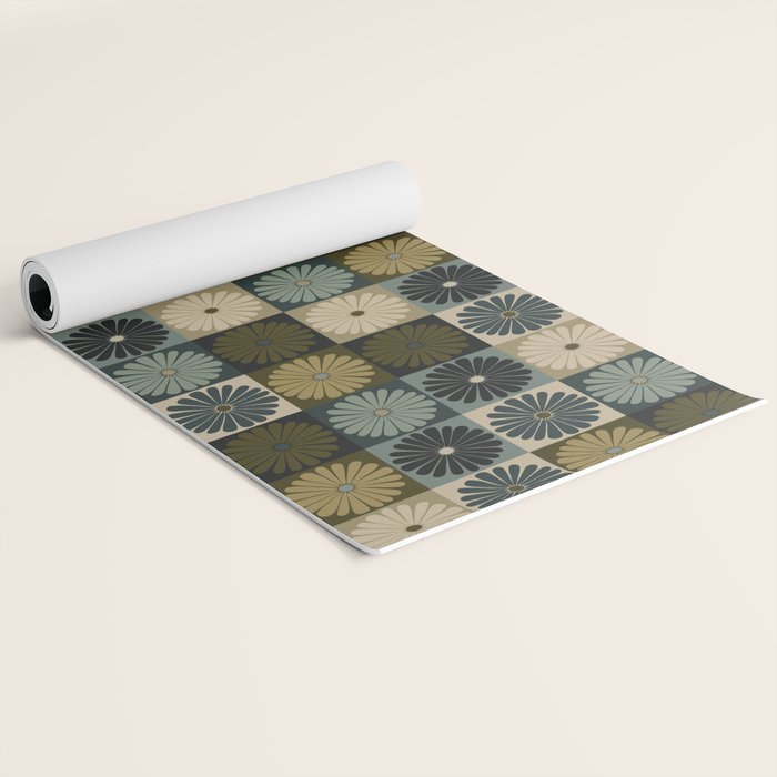 Retro Flowers Check Pattern V Yoga Mat Gallery Image 2