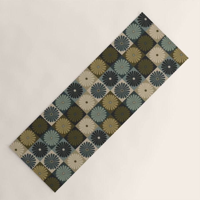Retro Flowers Check Pattern V Yoga Mat Gallery Image 1
