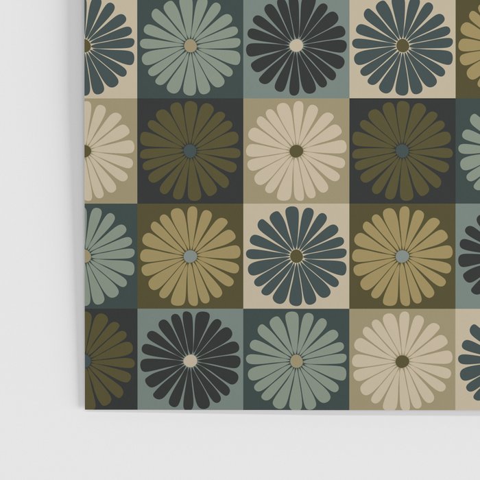 Retro Flowers Check Pattern V Poster Gallery Image 3