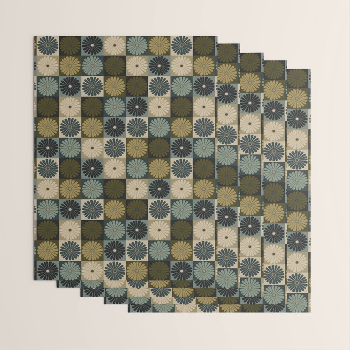 Retro Flowers Check Pattern V Wrapping Paper Gallery Image 3