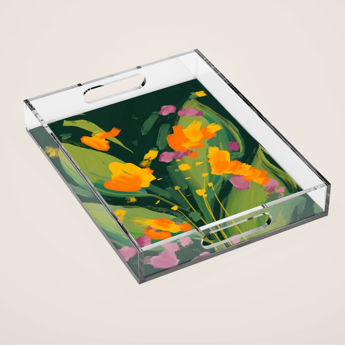 Abstract Floral Evening Acrylic Tray Gallery Image 1
