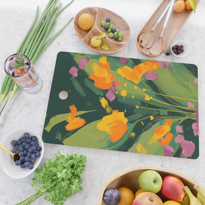 Abstract Floral Evening Cutting Board Gallery Image 2