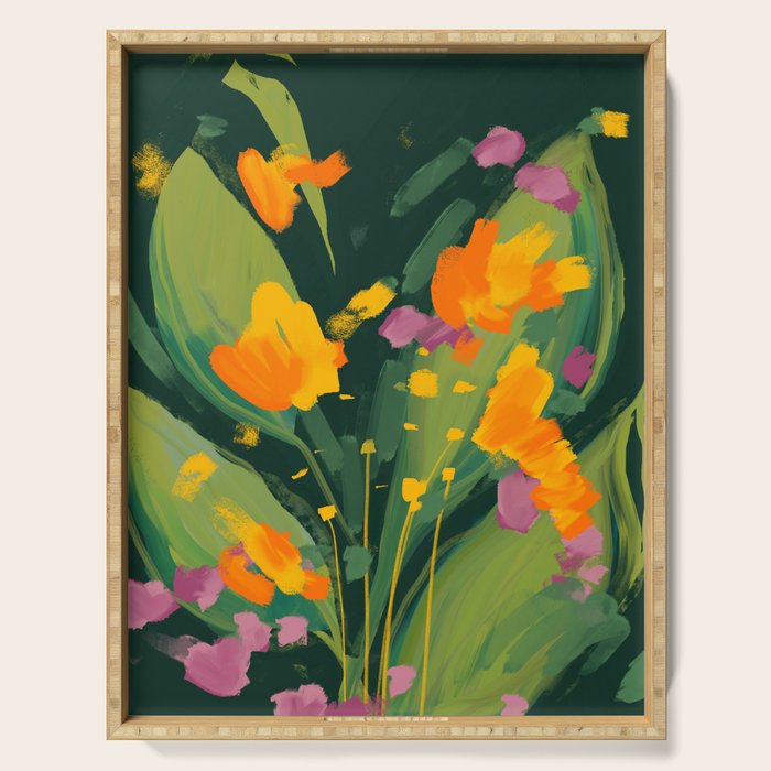 Abstract Floral Evening Serving Tray Gallery Image 1