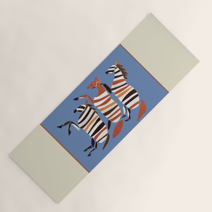 Striped Running Horses Yoga Mat Gallery Image 1