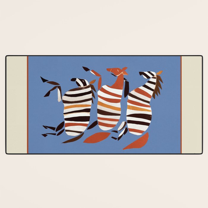 Striped Running Horses Desk Mat Gallery Image 3