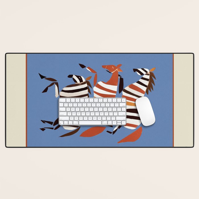 Striped Running Horses Desk Mat Gallery Image 1