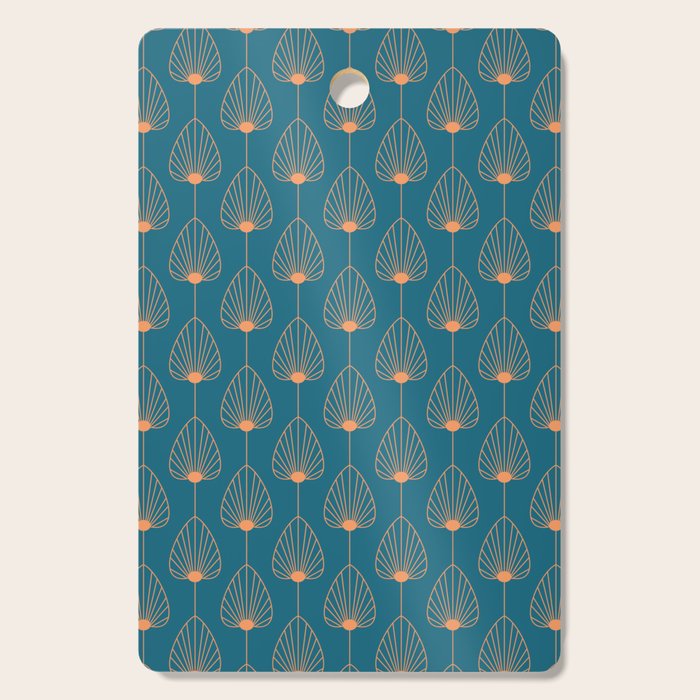 Vintage Copper & Turquoise Art Deco Floral Cutting Board Gallery Image 1