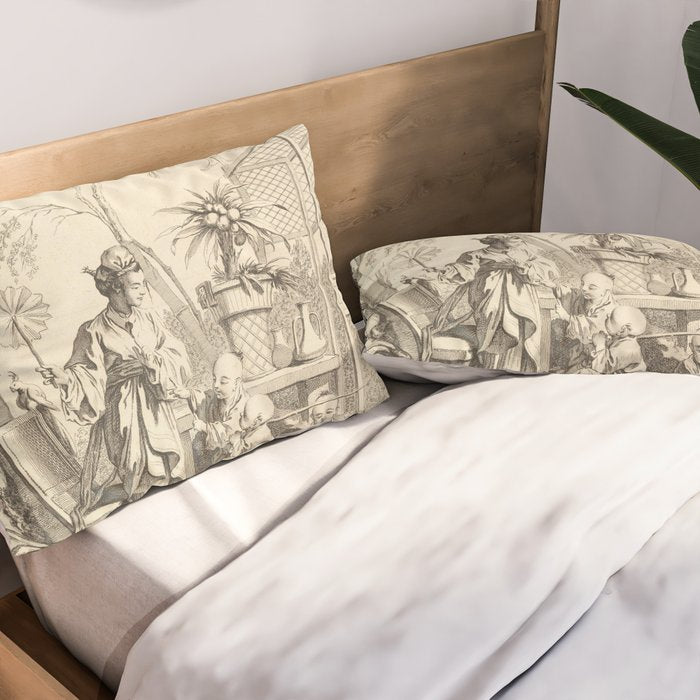 Grisaille Chinoiserie Pillow Sham Gallery Image 2