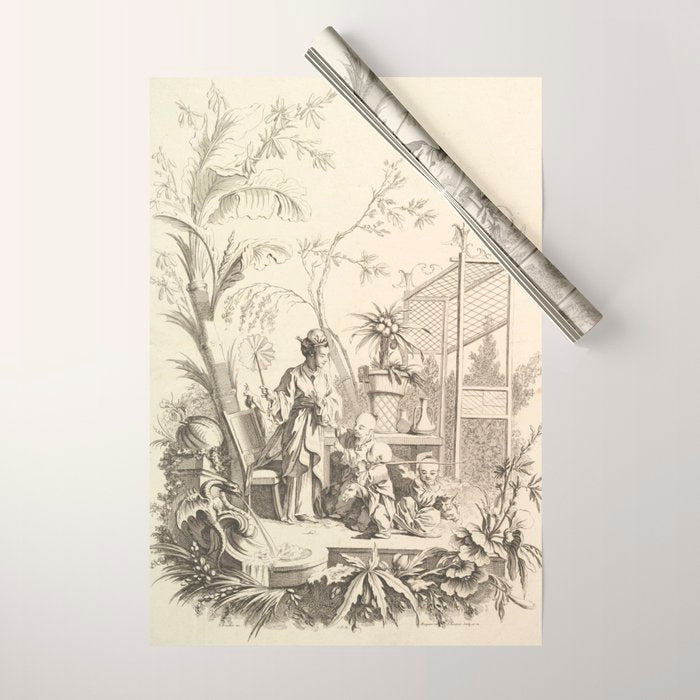 Grisaille Chinoiserie Wrapping Paper Gallery Image 1