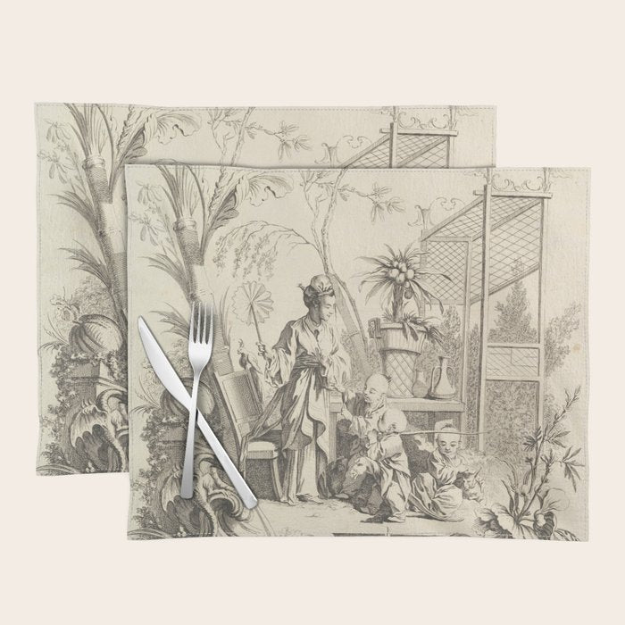 Grisaille Chinoiserie Placemat Gallery Image 1