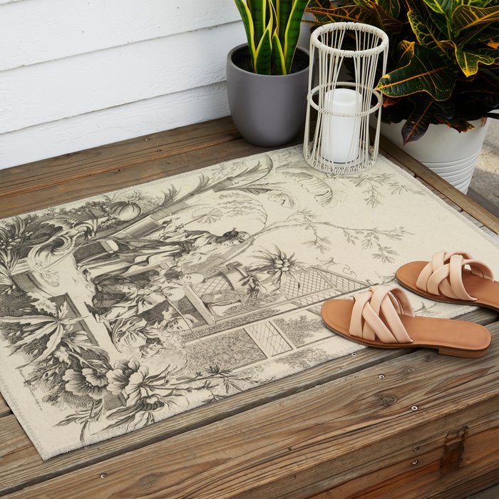 Grisaille Chinoiserie Outdoor Rug Gallery Image 2