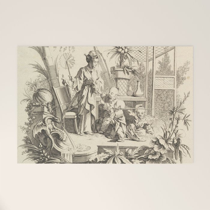 Grisaille Chinoiserie Welcome Mat Gallery Image 1